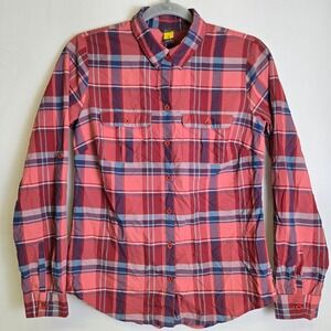 Eddie Bauer y2k 2006 Plaid Button Down Shirt Roll Tab Sleeves, Size Small